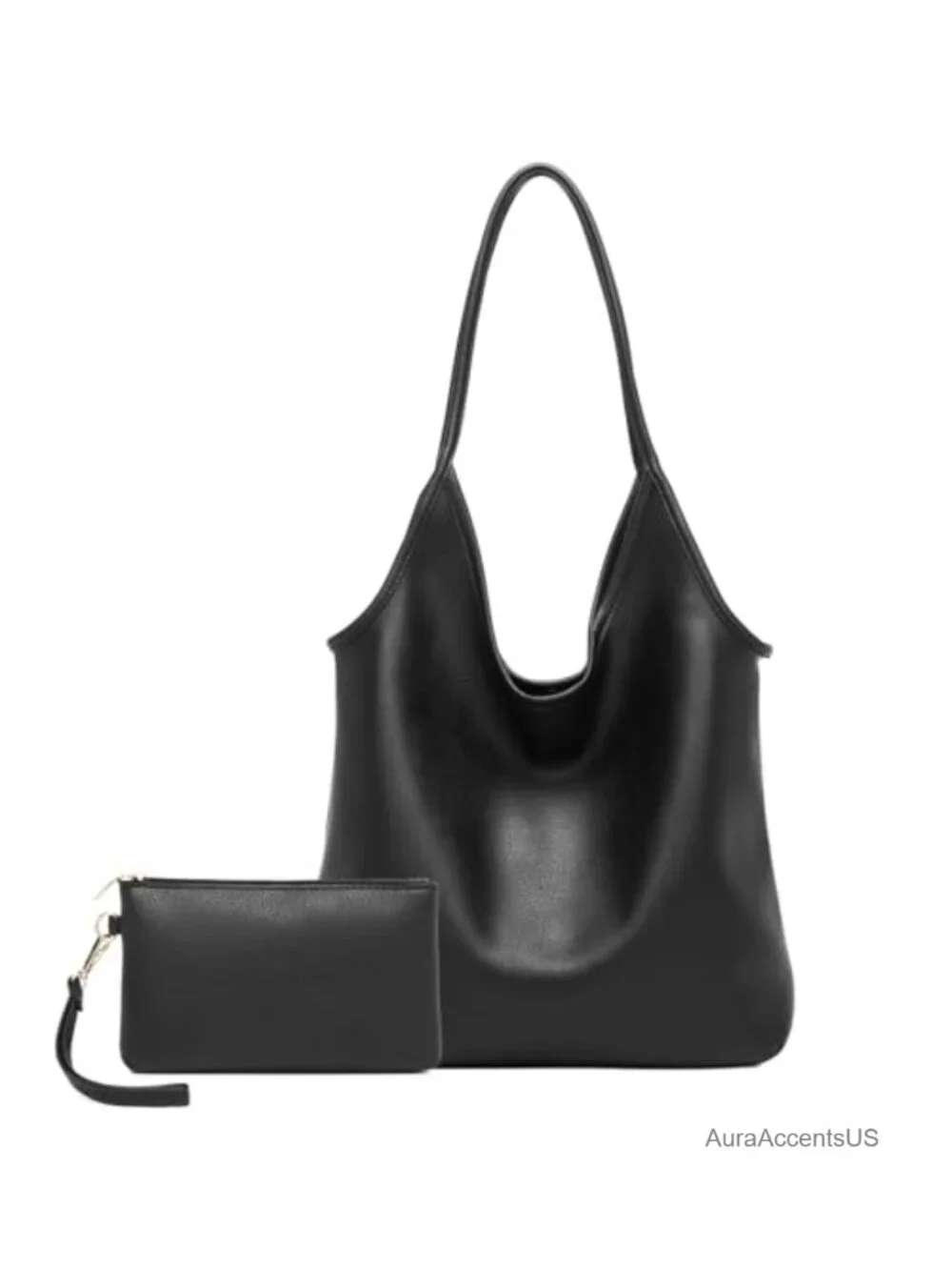 Soft Faux Leather Hobo Bag for Women Slouchy Shoulder Purse with Pouch Large